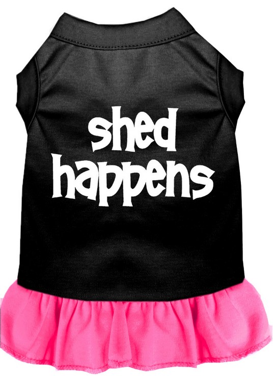 Shed Happens Screen Print Dress Black with Bright Pink XS